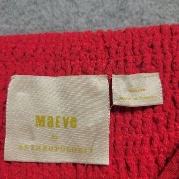 Anthropologie Maeve Puff-Sleeved Sweetheart Mini Dress Size Medium Red NEW - Picture 5 of 13